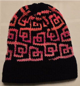 mosaic hat knitted on knitting machine